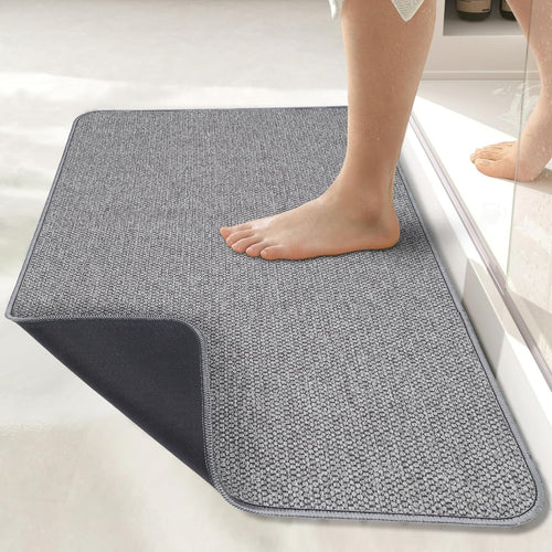 Gray textured bathroom floor mat
